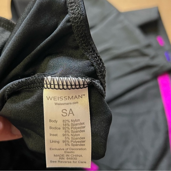 Weissman Dance Costume Style ‘Stay’ 2 Piece Leotard and Pants Purple Black NEW - Picture 4 of 10